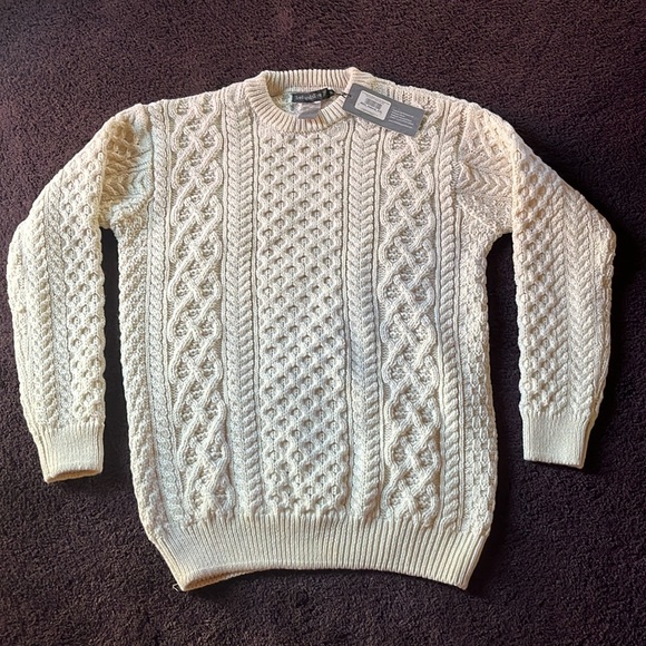 IrelandsEye Other - Irelands Eye fisherman sweater Aran Knit Cream Virgin Wool XXL NWT  runs small